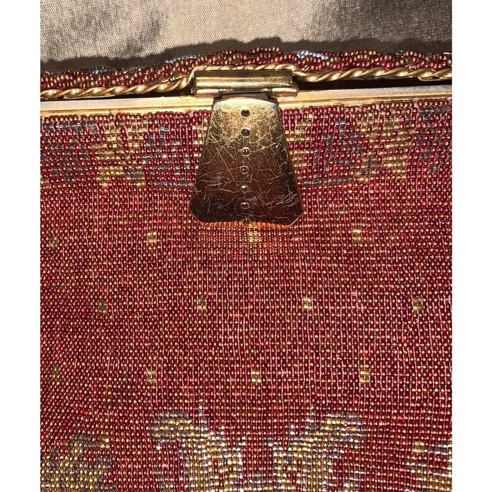 Vintage 1930s Josef Microbead Purse • Hand-Beaded Metal Bag • Made in France